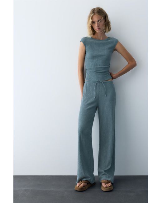 Pull&Bear Blue Crepe Top