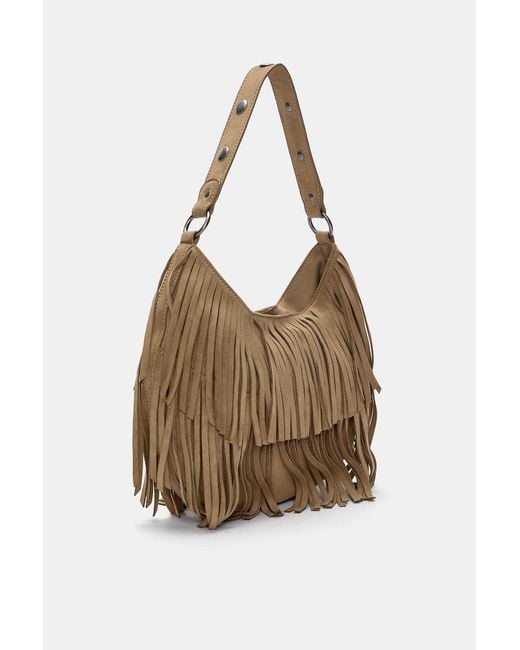 Pull&Bear Brown Schultertasche Mit Fransen
