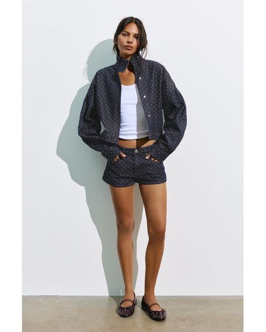 Pull&Bear Blue Polka Dot Denim Jacket