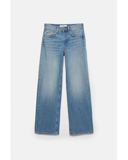 Pull&Bear Recht Model Jeans Met Lage Taille in het Blue
