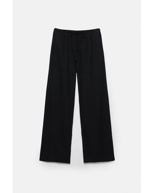 Pull&Bear Green Flowy Trousers With Linen