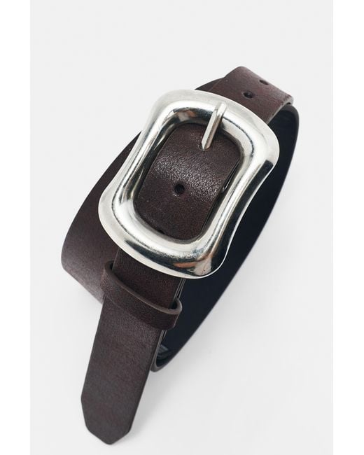 Pull&Bear Black Rectangular Buckle Belt