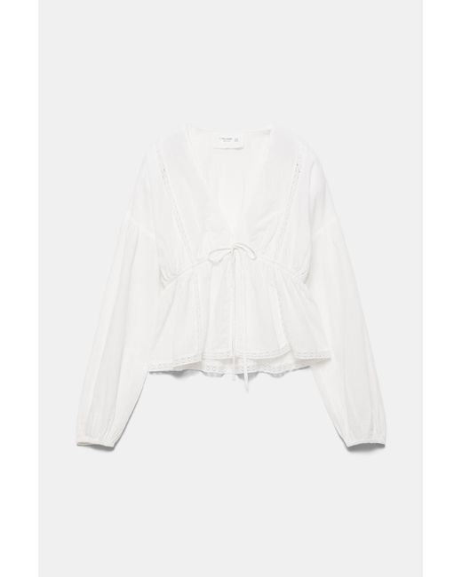 Pull&Bear Gray Embroidered Blouse