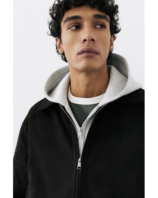 Pull&Bear Black Faux Suede Jacket for men