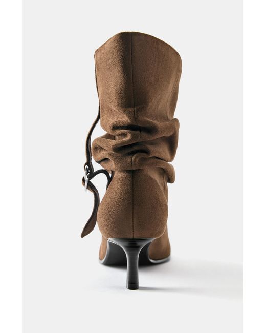 Pull&Bear Pink Ruched Heeled Ankle Boots