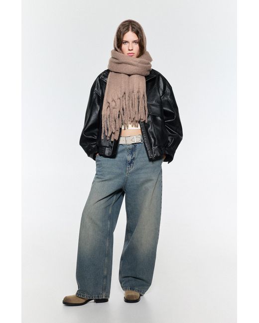 Pull&Bear Natural Maxi Mohair-Effect Scarf