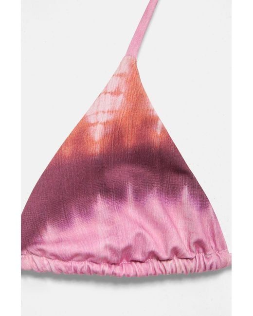 Pull&Bear Blue Triangle Tie-Dye Bikini Top
