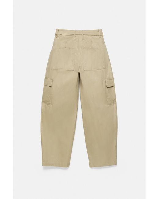 Pull&Bear Balloon Fit Cargobroek Met Riem in het Gray