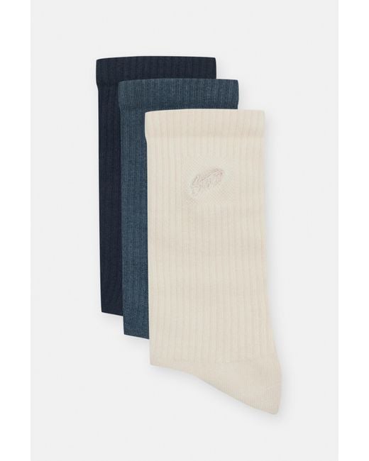 Pull&Bear Blue Pack Of 3 Pairs Of Stwd Socks for men