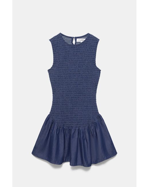 Pull&Bear Blue Short Denim Smock Dress