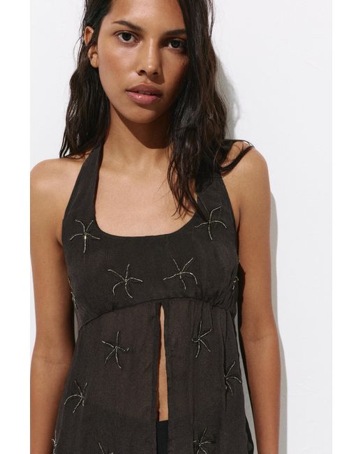 Pull&Bear Haltertop Met Kralen in het Blue