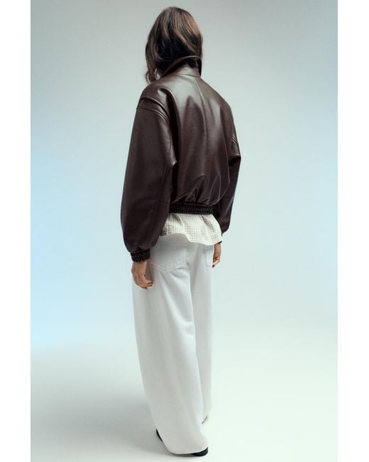 Pull&Bear Black Leather Effect Dad Jacket