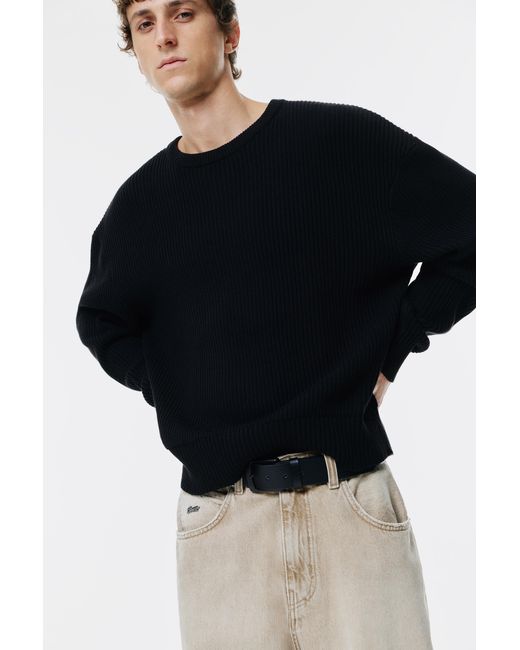 Pull&Bear Black Matte Leather Effect Belt for men