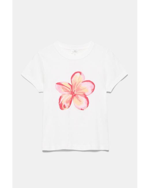Pull&Bear Brown Hibiscus Flower Graphic T-Shirt