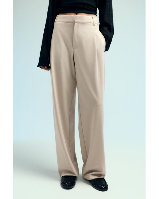 Pull&Bear White Darted Smart Trousers