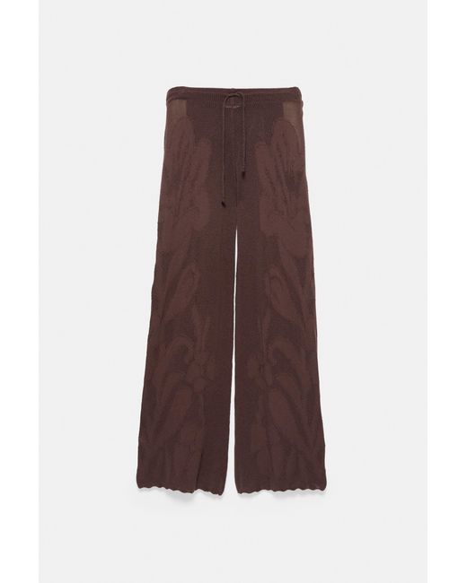 Pull&Bear Natural Floral Crochet Trousers