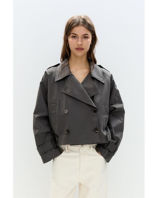 Pull&Bear Black Short Trench Coat