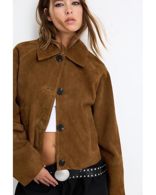 Pull&Bear Brown 100% Leather Jacket