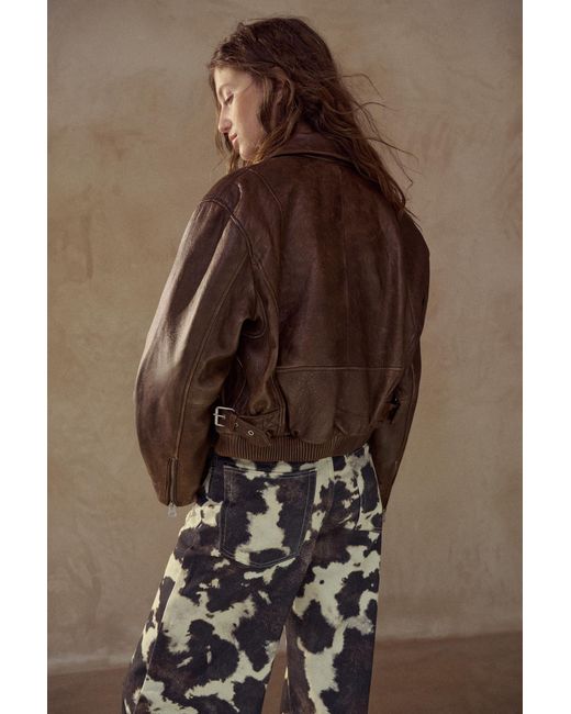 Pull&Bear Bomberjack 100% Leer in het Brown