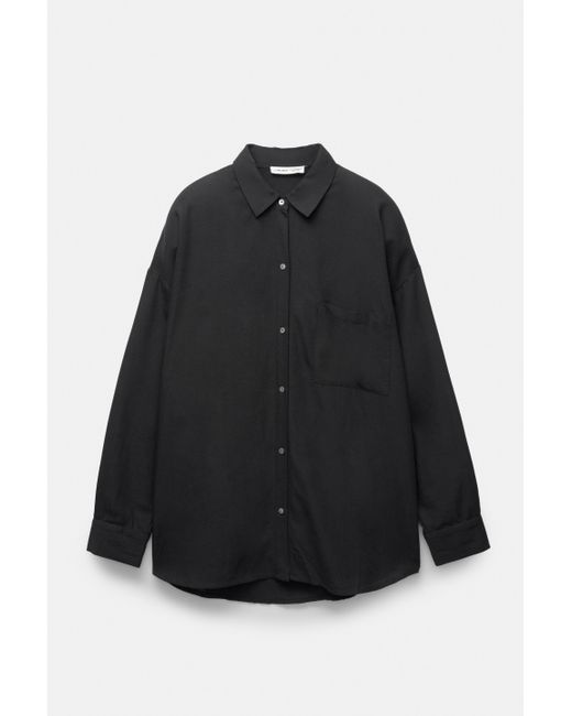 Pull&Bear Black Rustikales Oversize-Hemd