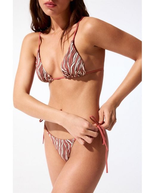 Pull&Bear Black Zebra Print Bikini Bottoms