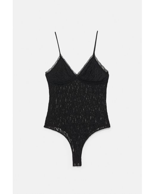 Pull&Bear Black Lace Strappy Bodysuit