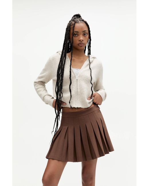 Pull&Bear Brown Mini Skirt With Box Pleats