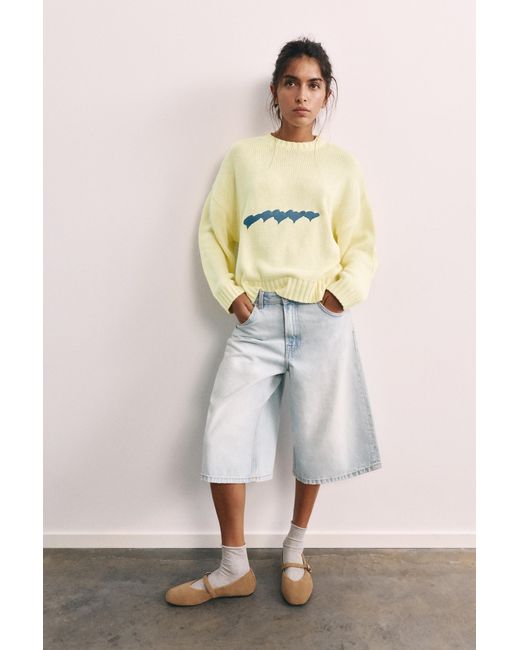 Pull Oversize Cœurs Pull&Bear en coloris Yellow