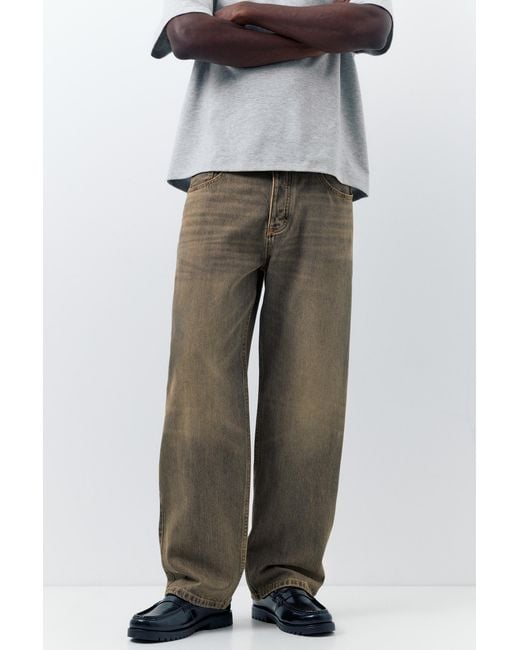 Pull&Bear Gray Regular Straight-Leg Jeans for men