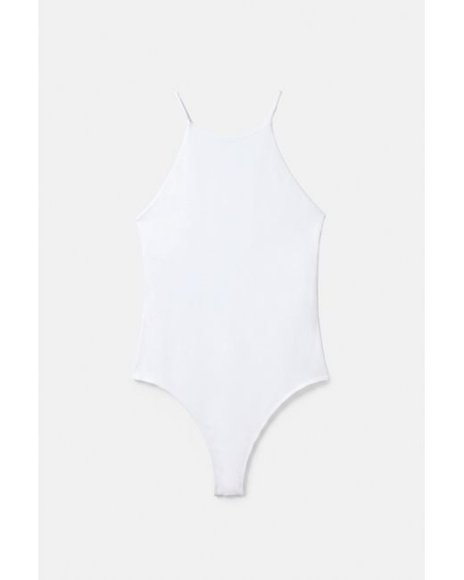 Pull&Bear White Halter Strappy Bodysuit