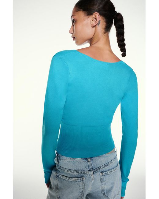 Pull&Bear Blue Surplice Neck Jumper