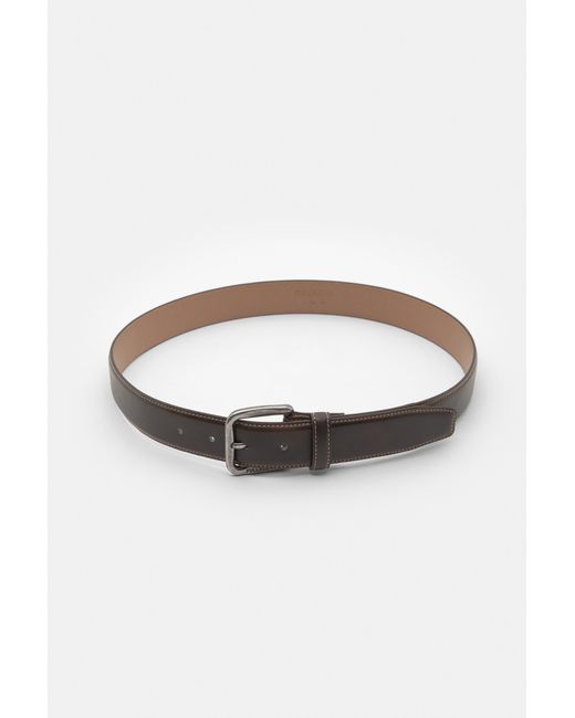 Pull&Bear Black Leather Effect Belt With Stitching for men