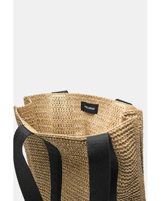 Pull&Bear Natural Woven Shopper Bag for men