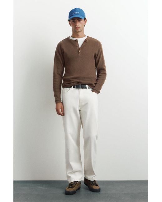 Pull Col Henley Pull&Bear pour homme en coloris Brown