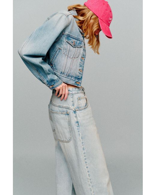 Pull&Bear Blue Cropped Denim Jacket