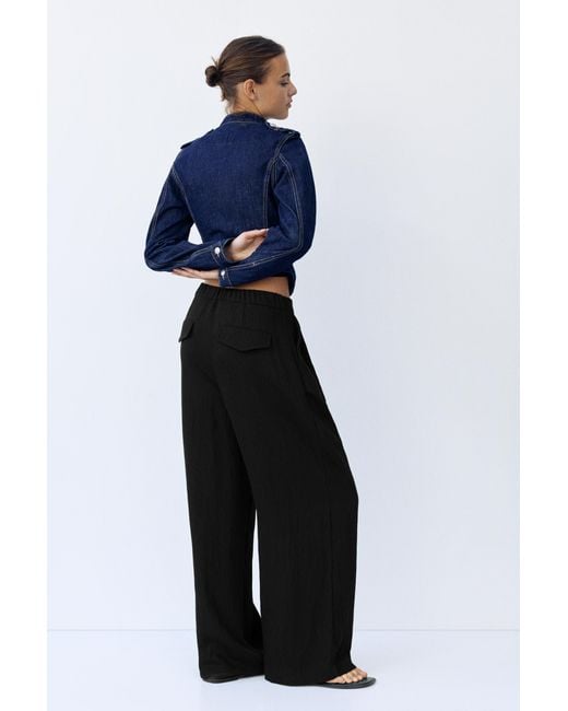 Pull&Bear Black Anzughose Mit Falten