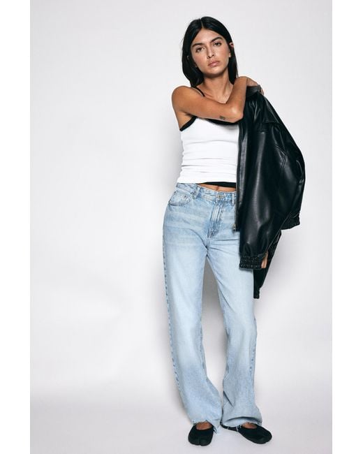 Jean Wide Straight Taille Haute Pull&Bear en coloris Blue