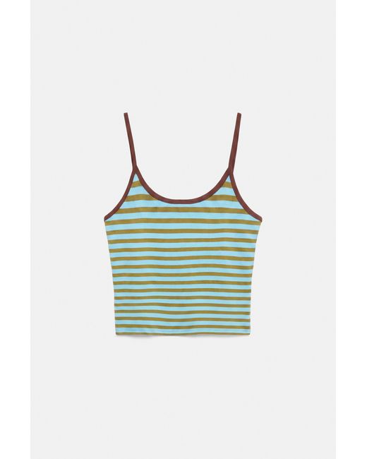 Pull&Bear Green Striped Strappy Top