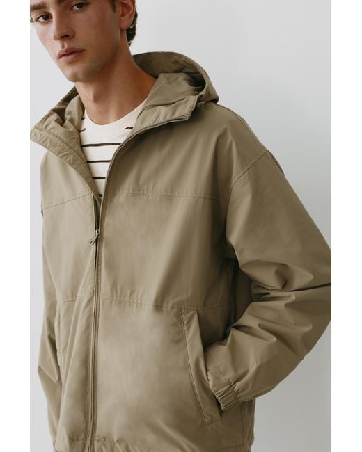 Pull&Bear Natural Lightweight Hooded Raincoat for men
