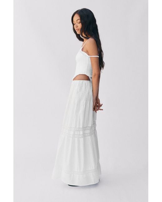 Pull&Bear White Tiered Long Skirt