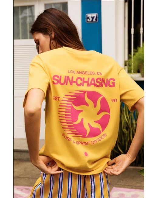 Pull&Bear T-Shirt Met Zonneprint in het Orange