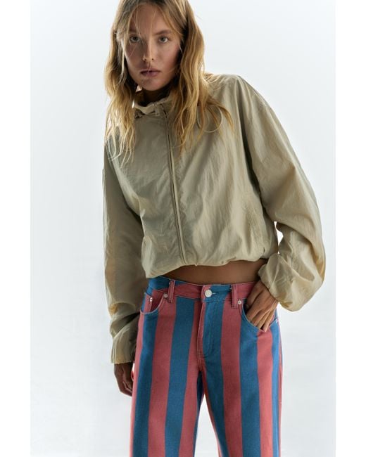 Pull&Bear Blue Striped Straight-Leg Jeans