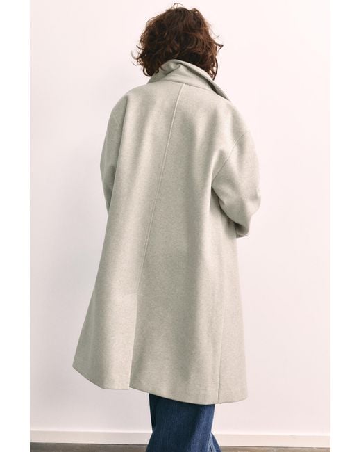 Pull&Bear Natural Double-Breasted Felt Texture Coat