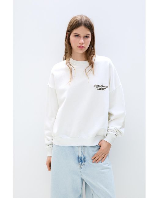 Pull&Bear White Creative Services Sweatshirt