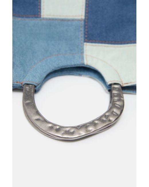 Pull&Bear Blue Patchwork Denim Handbag
