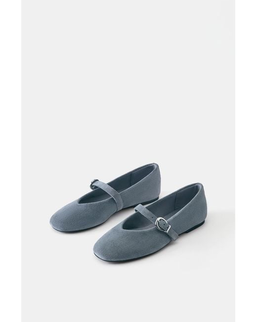 Pull&Bear Blue Leather Ballerinas