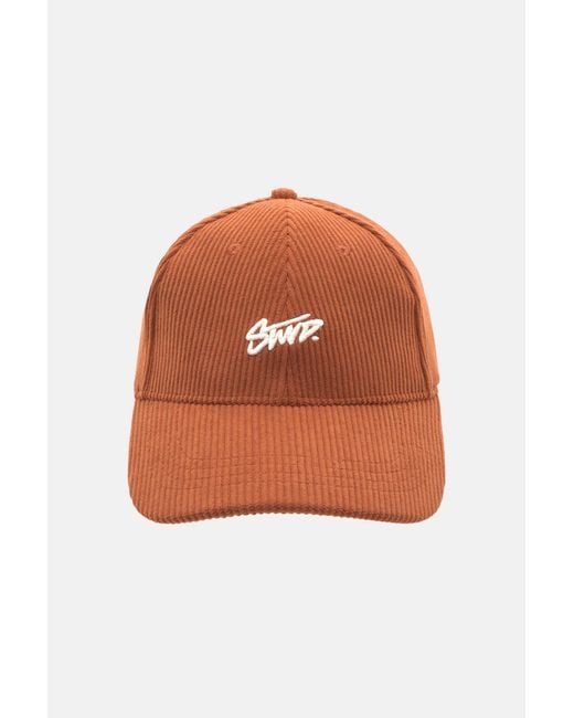 Pull&Bear Orange Stwd Corduroy Cap for men