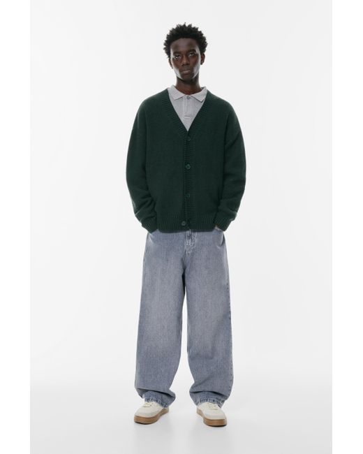 Pull&Bear Green Basic Cardigan for men
