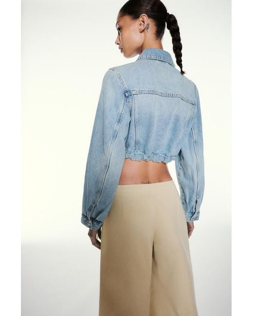 Pull&Bear Blue Cropped Denim Jacket