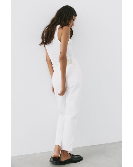 Pull&Bear White High-Waist Mom Jeans